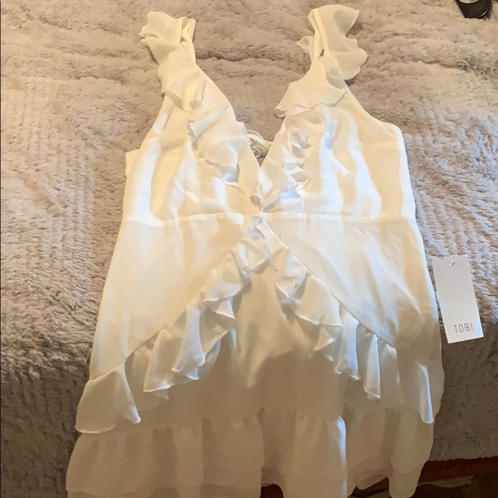white ruffle dress